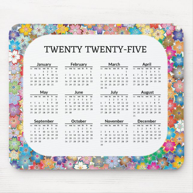Farbenfrohe Blüte 2025 Kalender Mousepad (Vorne)