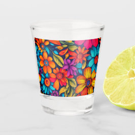 Farbenfrohe Blüte Abstrakt #902 - Schnapsglas