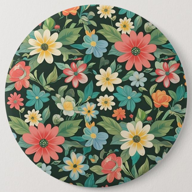 Farbenfrohe Blüte/Frühling Button (Vorderseite)