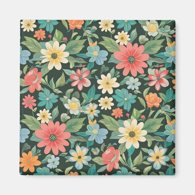 Farbenfrohe Blüte/Frühling Magnet (Vorne)