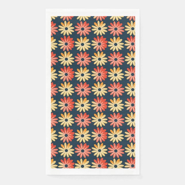 Farbenfrohe Blüte mit roter, orangefarbener Blume Serviette (Vorderseite)