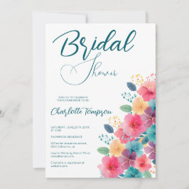 Farbenfrohe Blüten Bridal Bash Einladung