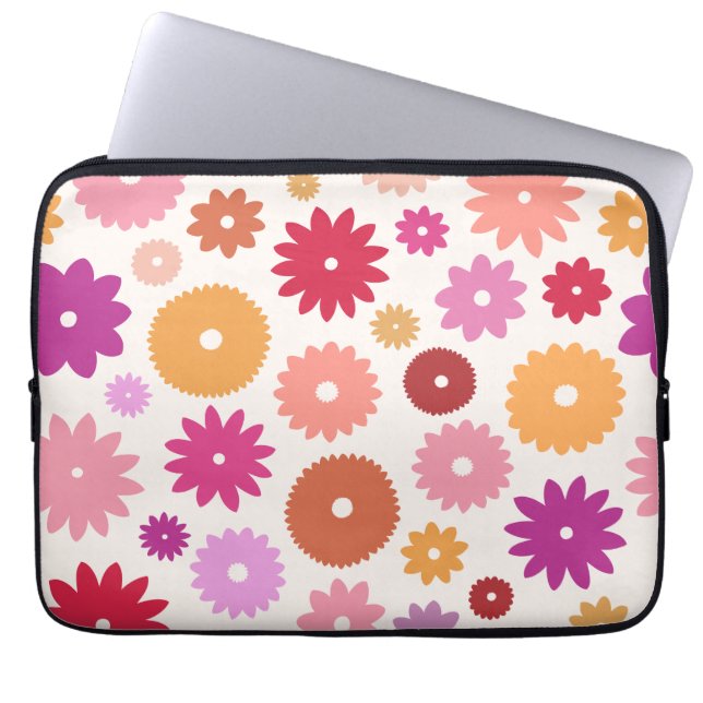 Farbenfrohe Blüten Großes Muster Laptopschutzhülle (Vorderseite)