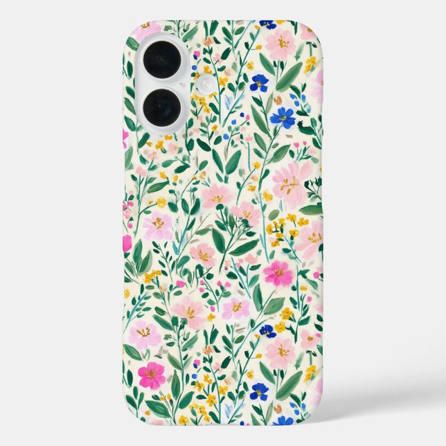Farbenfrohe Blüten iPhone 16 Hülle (Rückseite)