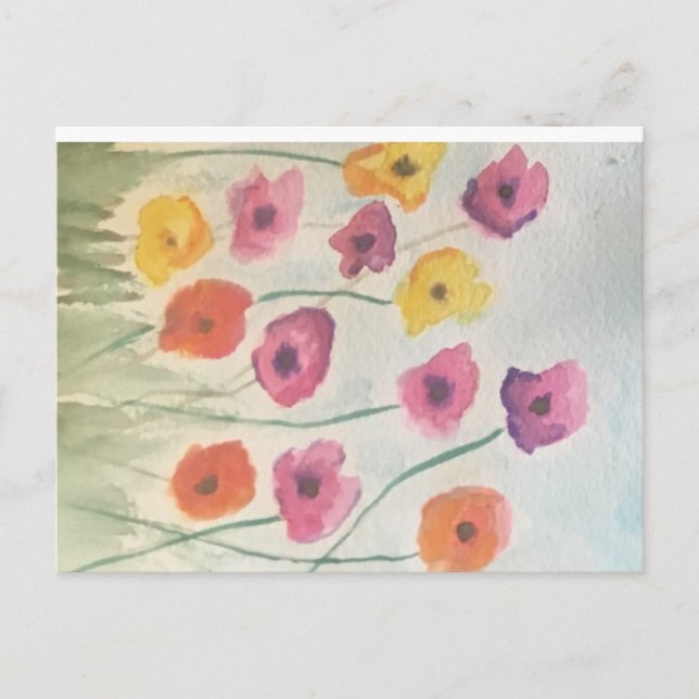 Farbenfrohe Blüten Stationäre Postkarte (Vorderseite)