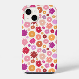 Farbenfrohe Blüten Wiederholungsmuster iPhone 14 Hülle