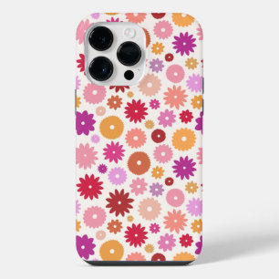 Farbenfrohe Blüten Wiederholungsmuster iPhone 14 Pro Max Hülle