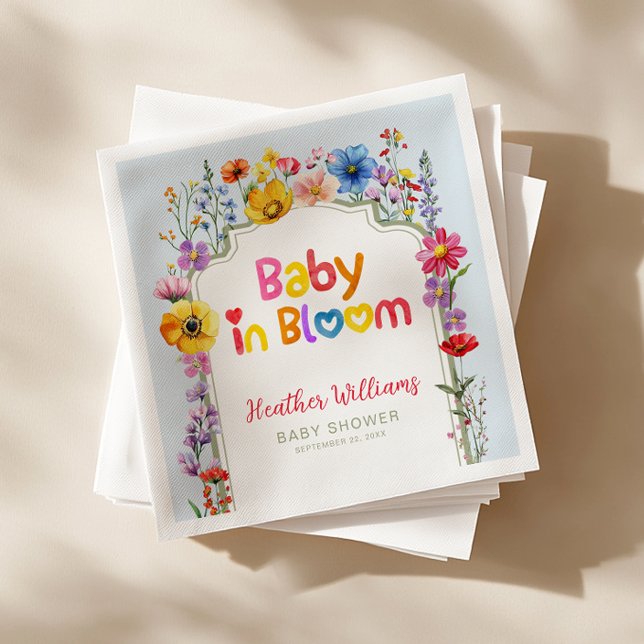 Farbenfrohe Blütenbaby im Bloom Baby Dusche Napkin Serviette (Baby In Bloom - Baby Shower Napkins)