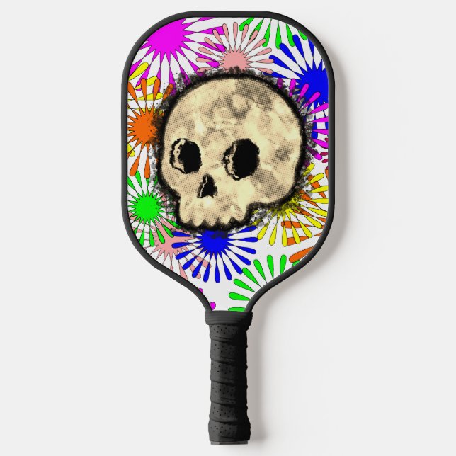 Farbenfrohe Blütenburgen Wasserfarbe Pickleball Schläger (Vorderseite)