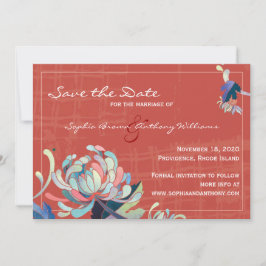 Farbenfrohe Blütenrot-Hochzeit retten das Datum Save The Date