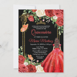 Farbenfrohe Blütenschmetterling Quinceanera Geburt Einladung
