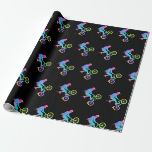 Farbenfrohe BMX Bike Girls Bicycle Geschenkpapier