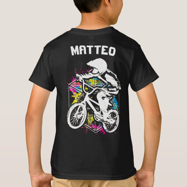Farbenfrohe Bmx Biker - Personalisierter Bmx-T - S T-Shirt (Rückseite)