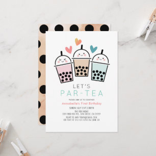 Farbenfrohe Boba-Blasentee-Partys zum 1. Geburtsta Einladung