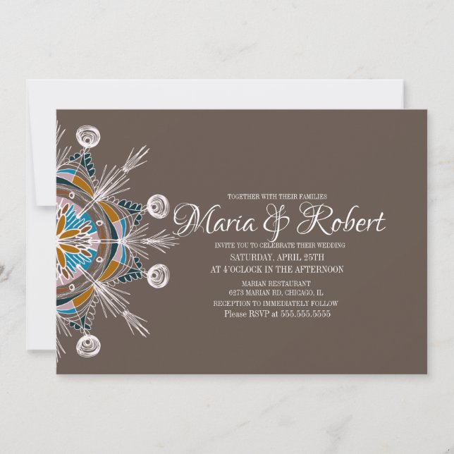 Farbenfrohe Bohemische Mandala Hochzeit Einladung (Vorderseite)