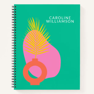 Farbenfrohe bohfarbige Abstrakte botanische Formen Notizbuch