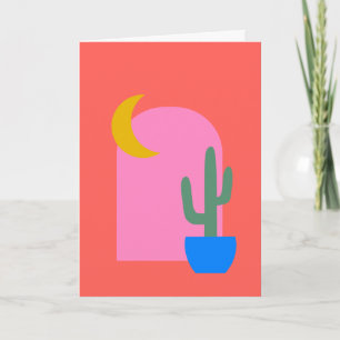 Farbenfrohe Boho Cactus Moon-Formen in Rot und Ros