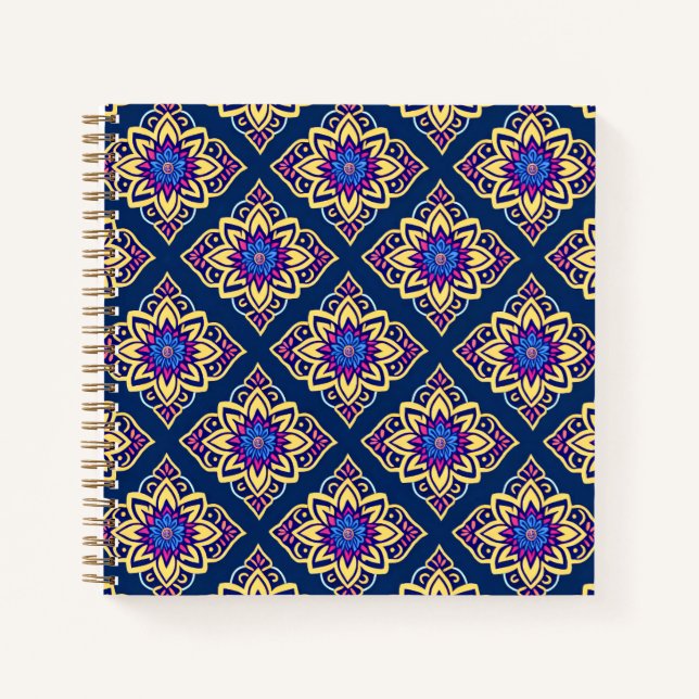 Farbenfrohe Boho Chic Geometric Muster Notizbuch (Vorderseite)
