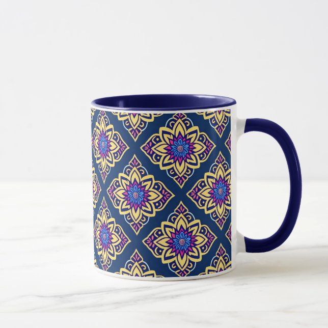 Farbenfrohe Boho Chic Geometric Muster Tasse (Rechts)