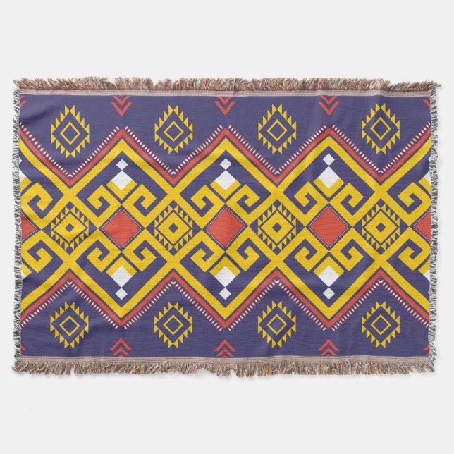 Farbenfrohe Boho Ethnic Tribal Throw Blanket Decke (Vorderseite)