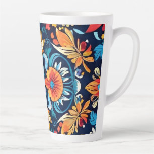 Farbenfrohe Boho Floral Elegante: Vibrant Mandala Milchtasse