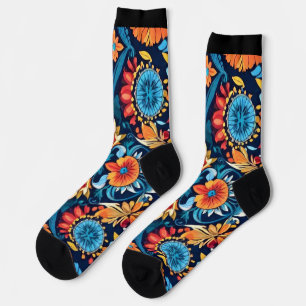 Farbenfrohe Boho Floral Elegante: Vibrant Mandala Socken