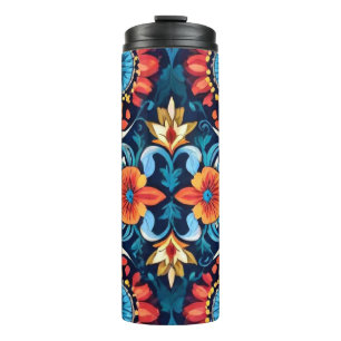 Farbenfrohe Boho Floral Elegante: Vibrant Mandala Thermosbecher