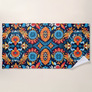 Farbenfrohe Boho-Floral-Eleganz: Vibrantes Mandala Strandtuch