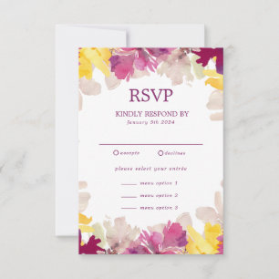farbenfrohe Boho Floral Summer Wedding RSVP Karte