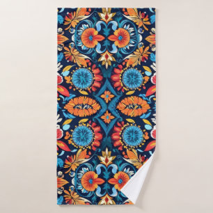 Farbenfrohe Boho-Floraleleganz: Vibrantes Mandala Badhandtuch Set