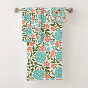 Farbenfrohe Boho Frühling Sommer Floral Retro Türk Badhandtuch Set