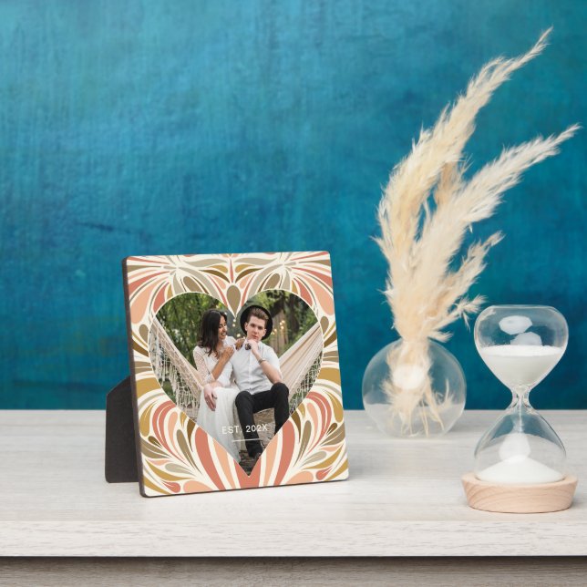 Farbenfrohe Boho Print Herz-Foto mit Jahr Fotoplatte (InSitu)