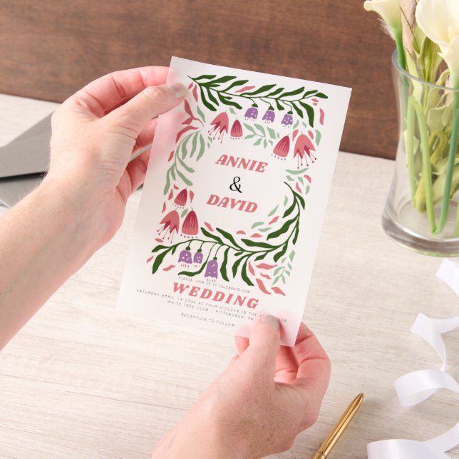 Farbenfrohe Boho Retro-Äste und Blume Hochzeit (Handgehalten)