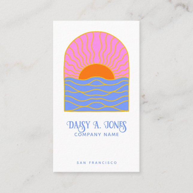 Farbenfrohe Boho Sunrise Business Card Visitenkarte (Vorderseite)