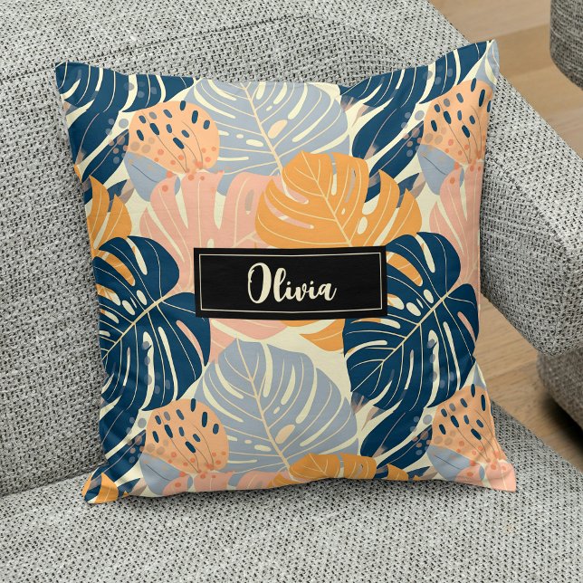 Farbenfrohe Boho Tropical Blätter Muster Kissen (Von Creator hochgeladen)