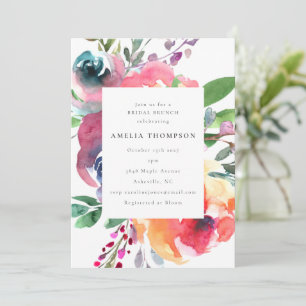Farbenfrohe Boho Wasserfarbe Floral Bridal Brunch Einladung