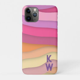 Farbenfrohe Boho Wavy Strips Monogramm zwei Buchst Case-Mate iPhone Hülle