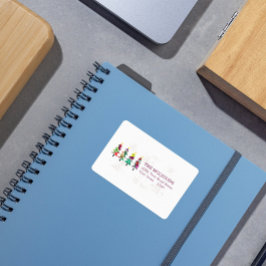 Farbenfrohe Boho Weihnachtsbaumen Muster-Label