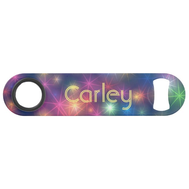 Farbenfrohe Bokeh-Glitzern Personalisiert Speed Flaschenöffner (Vorderseite (Horizontal))