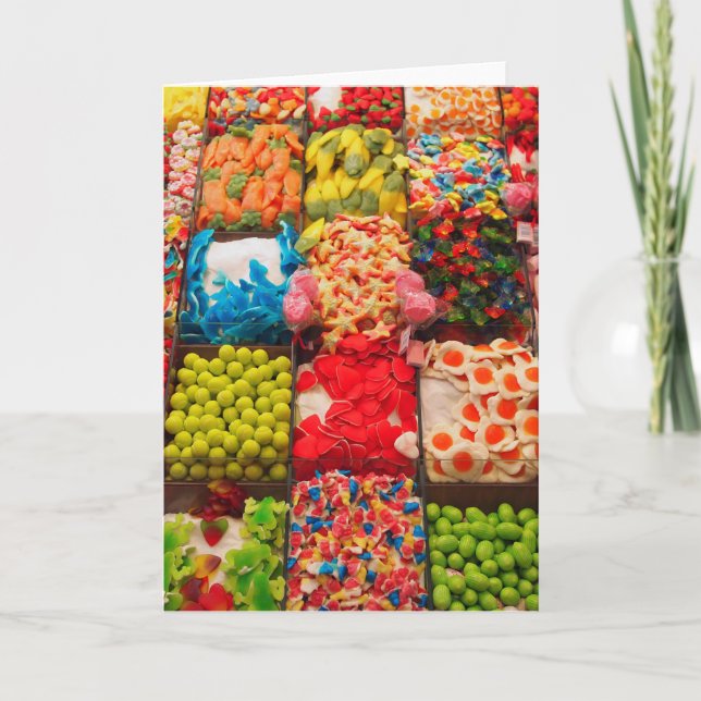 Farbenfrohe Bonbons Grußkarte Karte (Vorderseite)
