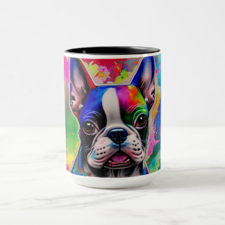 Farbenfrohe Boston Terrier Paint Splashes Tasse