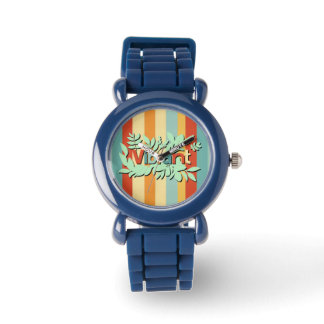 Farbenfrohe botanisch lebendige Textgestaltung Armbanduhr