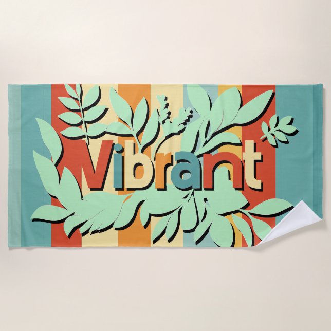 Farbenfrohe botanisch lebendige Textgestaltung Strandtuch (Vorderseite)