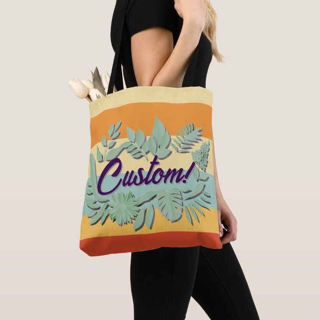 Farbenfrohe botanisch lebendige Textgestaltung Tasche (Von Nahem)
