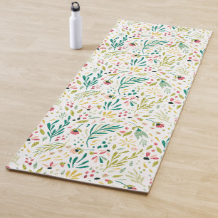 Farbenfrohe botanische Blume & Blattmuster Bath to Yogamatte