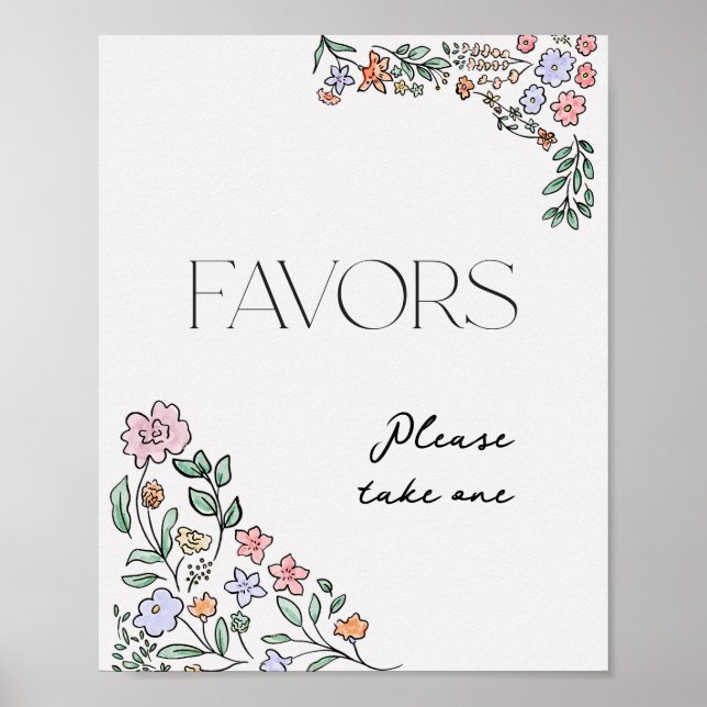 Farbenfrohe botanische Brautparty-Favoriten-Zeiche Poster (Vorne)