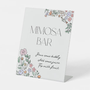 Farbenfrohe Botanische Bridal Shower Mimosa Tafel  Sockelschild