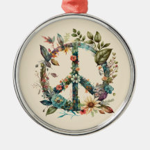 Farbenfrohe botanische Friedenssymbol Hippie Style