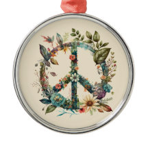 Farbenfrohe botanische Friedenssymbol Hippie Style