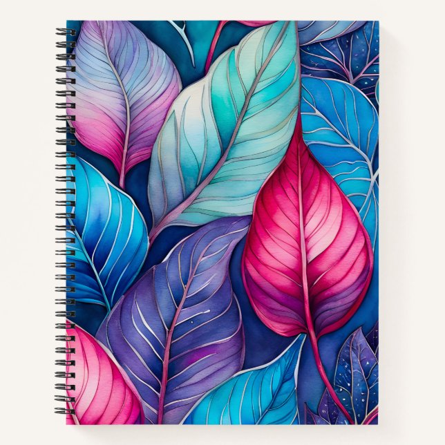 Farbenfrohe botanische Kunst-Spirale Notizbuch (Vorderseite)